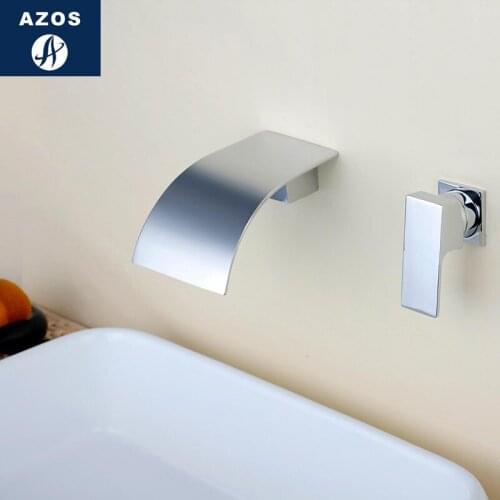 Azos In-wall Faucet Split Waterfall Brass Chrome Cold and Hot Switch Shower Room Basin Bathroom Cabinet Single Handle Double Ho
