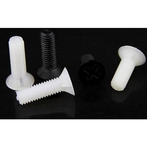 50pcs white Nylon Machine Phillips Flat Head Cross Recessed Countersunk Head Screw Plastic *M2.5/M3/M4/M5/M6