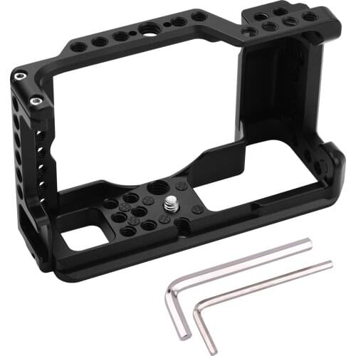 Volg Camera Cage Rig with Cold Shoe Mount 1/4 3/8 Threaded Holes Shoulder Strap Hole Replacement for Canon M6 Mark II Camera
