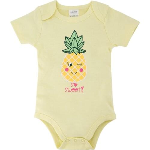 Kavkas Summer Baby Romper Yellow Pineapple Printing Short Sleeve 100%Cotton Clothes для новорожденных от 0