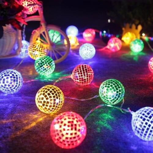 String lights mirror ball lights disco ball lights USB powered style outdoor indoor bedroom windows Christmas tree decoration