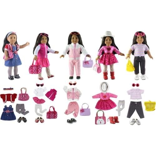 Hot sell! 5 set Leisure handmade dress clothes sportswear Princess skirt for 18"American Doll accessories
