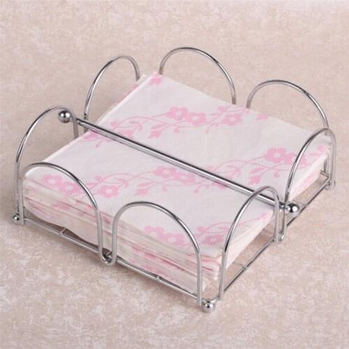 Hot Sale Stainless steel Rubber Bottom Square Napkin Holder Home Kitchen Napkin Rack Family Party Table Decoration