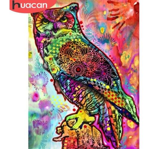 HUACAN 5D Diamond Painting Owl Cross Stitch Kits Embroidery Needlework Sets Diamond Mosaic Animal Picture Of Rhinestone Wall Art