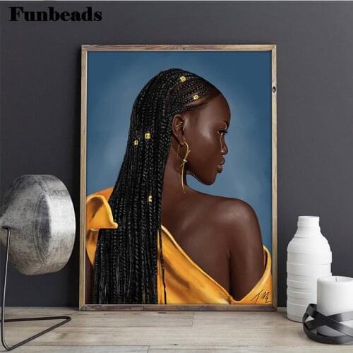 African art black girl 5D Diy diamond painting kits cross stitch diamond Mosaic embroidery woman portrait decoration gift FF853