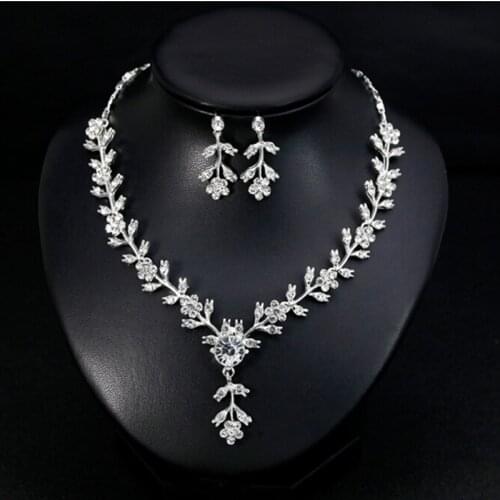 Crystal Bridal Jewelry Sets Heart Shape Wedding Necklace Earrings African Beads Jewelry Sets Accessories