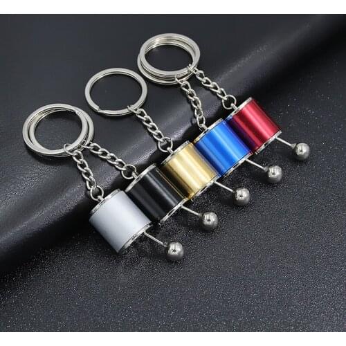 Creative Car 6-Speed Gearbox Gear Head Keychain Manual Shift Lever Metal Key Ring Car Modification Personality Pendant