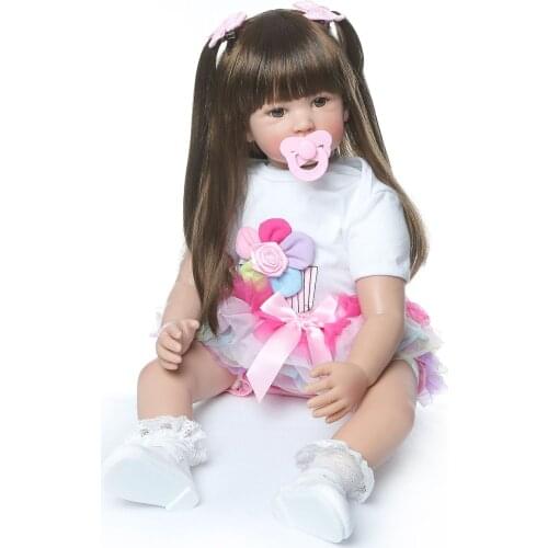 Bebes 60cm big size reborn toddler princess Silicone vinyl adorable Lifelike Baby Bonecas girl bebe doll reborn menina