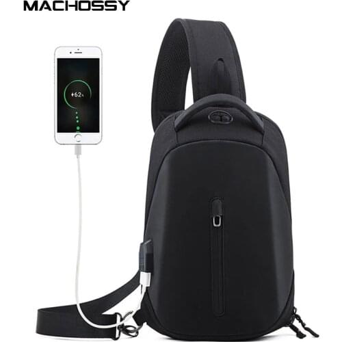 New Multifunction Crossbody Men Bags Waterproof USB Charging Chest Pack Short Trip Messengers Chest Bag Fashion Shoulder Bag