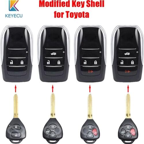 Keyecu Modified Folding Flip Remote Car Key Shell Case Cover 2/3/4 Buttons for Toyota Yaris Prado Tarago Camry Corolla RAV4 Hilu