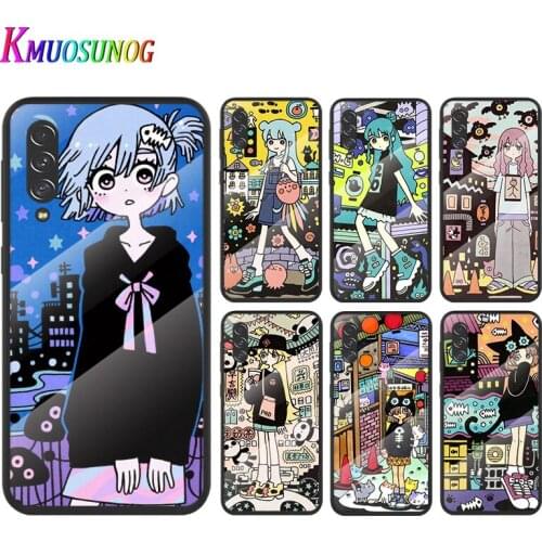 Fashion Cute Anime Girl For Samsung Note 20 10 9 8 Ultra Lite Plus 5G A70 A50 A40 A30 A20 A10 Tempered Glass Phone Case