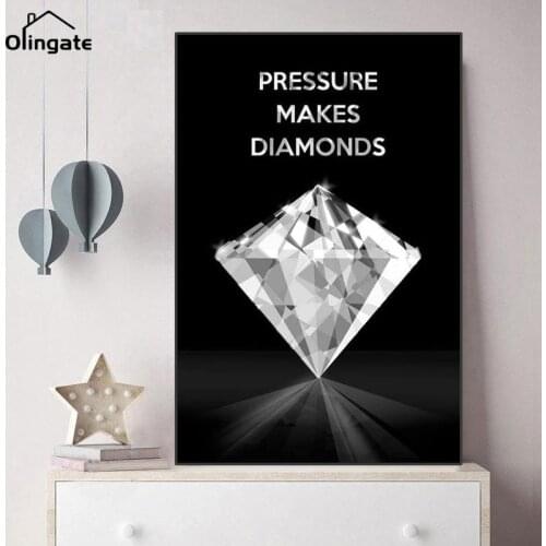 Pressure Makes Diamonds Art Motivational Canvas Paintings Nordic Modern Black Poster and Prints Home Decoration Wall Pictures