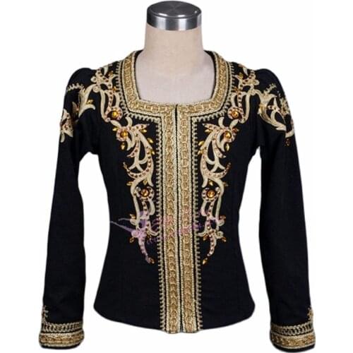 Mens ballet tunic white gold boys male ballet top man ballet jacket competition performance professional ballet stage costume