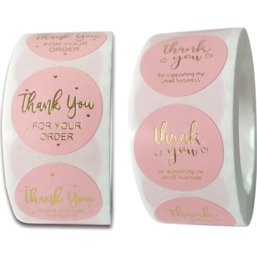 500Pcs/Roll Pink Thank You for your order Stickers Scrapbooking Seal Labels Small Business Handmade Sticker for Gift Stationery