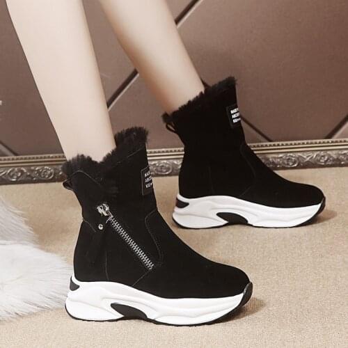 New Zipper Snow Boots for Women 2021 Winter Suede Platform Ankle Boots Ladies Casual Warm Plush Woman Winter Boots Bota Mujer