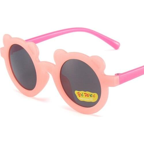 New Cartoon Lovely Kids Sunglasses Double Color Bear Shape Frame Girl Children Sun Glasses Round Baby Boy Eyeglasses Cute Shades