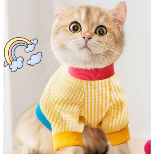 Cat Clothes Plaid Shirt Pet Coat Spring Warm Casual Costumes For Small Dog Cat Cat Supplier Home Sleepwear