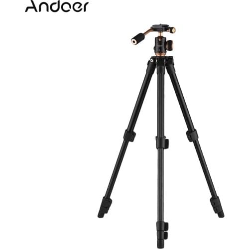 Andoer Q160S Portable DSLR Camera Tripod Lightweight Travel 3-Section Tripod Flip Buckle Tripod for Canon Nikon Sony Pentax
