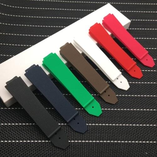 Black White Brown Red Blue Watchband for Hublot strap female women rubber silicone watch band 15*21mm butterfly buckle