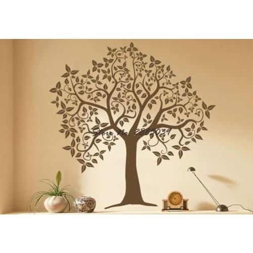 DIY Self-Adhesive Tree Wall Stickers Removable Vinyl Unique leaves Wall Decal Art Murals Living Room Bedroom Decor Decals LA214