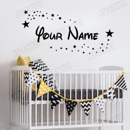 Font & Stars Personalized Name Removable Wall Stickers for Kids Room Home Murals Vinyl Wall Decals Bedroom Babies Murals TA91