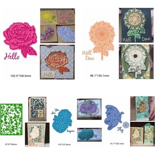Mix Flower Butterfly Branch Leaves Hello Words Letter Metal Cutting Dies Template New Make Cards Embossing Paper Scrapbook DIY