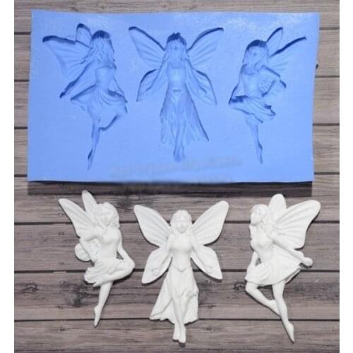 Three angels flower fairies silicone chocolate birthday cake decoration fandont mold