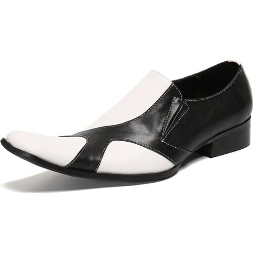 Summer Casual New Mens Classic Fashion Shoes Pointed Toe Personality Cowhide Leather Color Matching Mens Shoes