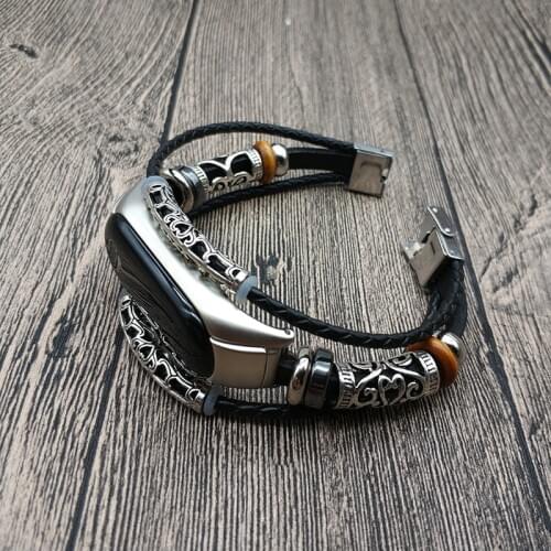 For Xiaomi Miband 3 Wirst Band Vintage Strap Jewelry Style Genuine Leather Bracelet For Xiaomi Mi band 2 3 Correas de relo