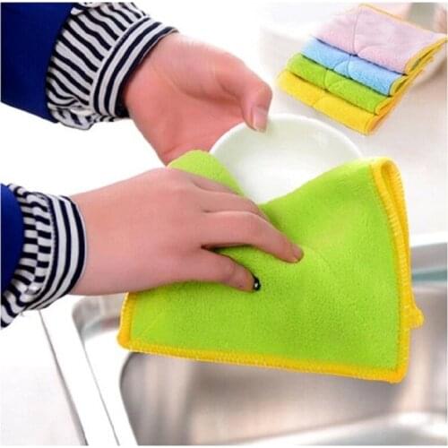 27 *14 cm High quality Double-sided Dish Nonstick Oil Absorbent Kitchen Towels Microfiber Dish towels Thickening Cloth
