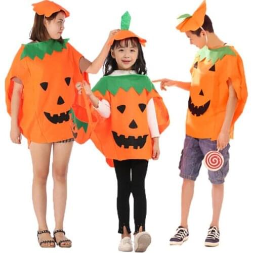 Adults/Kids Orange Halloween Lovely Vivid Pumpkin Costume Outfit Fancy Dress Up Clothing Funny Cosplay Party Clothes U3