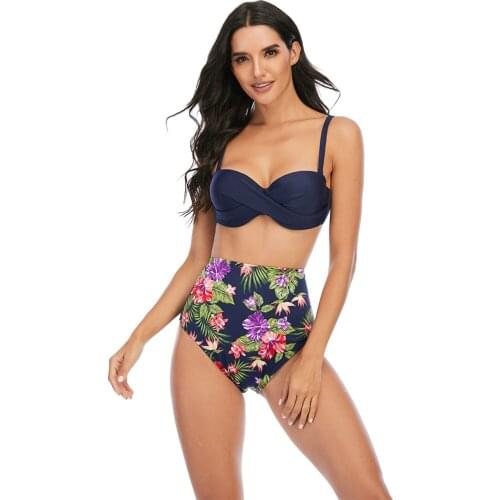 Womens Bikini Set Swimsuit Floral Print Swimwear 2021 New Bathing Suits Swimming High Waist String Thong Sexy