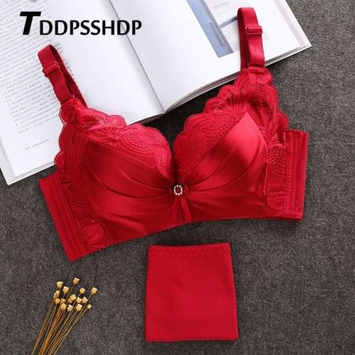 Avoid Chest Sagging Push Up Wire Free Women Bra Set Lingerie Small Breast Female Underwear