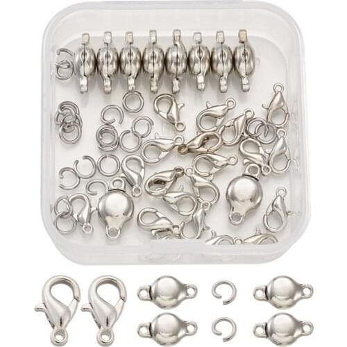 1 Box Brass Magnetic Clasps, Alloy Lobster Claw Clasps and Brass Jump Rings for DIY Jewelry Findings accessories F65