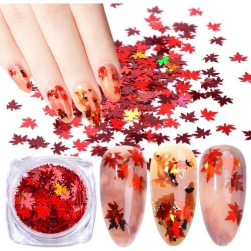 1box Maple Leaves Nail Sequins Glitter Holographic Flakes Paillette Chameleon Stickers for Nail Art Decorations Glitter Resin
