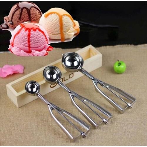 1pc 4/5/6cm Ice Cream Scoop Potato Fruit Decor Mold Spoon Spring Handle Kitchen Stainless Steel Accessories Ice Cream Mash