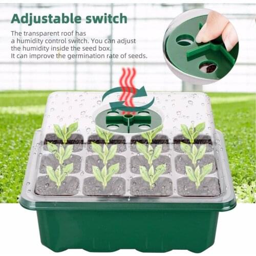 10-Pack Seed Starter Trays Nursery Pots Seedling Tray (12 Cells per Tray) Humidity Adjustable Garden Decor Accessories With Tool