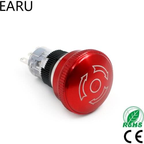 16mm 2NO 2NC Waterproof Metal Latching Emergency STOP Mushroom Push Button Switch Button Switch Knob Rotary Switch Lift Quality