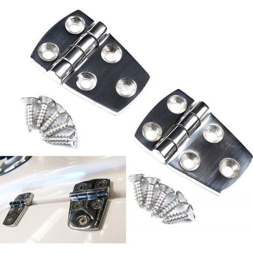 2 pcs Boat Shortside Hinges Marine Hatch Flush Mount Heavy Duty Stainless Steel W/Fasteners 1-1/2" x 2-1/4" for Boat Cabinet