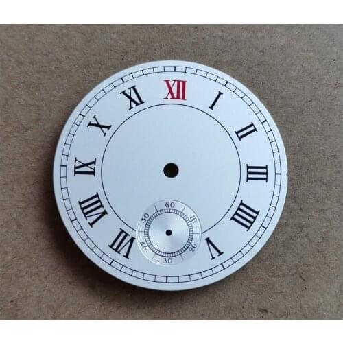 38.9mm fashion sterile Roman Number white dial fit ETA 6498 movement Mens watch dial 6498 dial Watch parts BP15-21