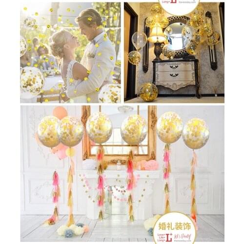 5pcs/ 12 inch Golden Silver Confetti Clear Balloons With Confetti Wedding Decoration Festival Party Supplies Valentines Day