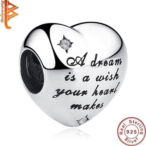 5PCS Wholesale Cinderella Dream heart charm Bead Fit Original Charm Bracelet Silver 925 Women Wedding Jewelry Making Gift