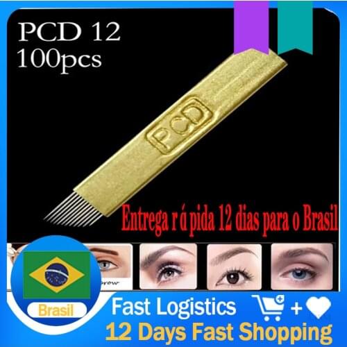 50pcs/100pcs Lamina Agulhas Tebori Microblading 12 pin Hard PCD Needle 14 19 U Blade Permanent Makeup Eyebrow Tattoo Needles