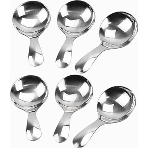 6 Pcs Stainless Steel Short Handle Spoons Mini Salt Spoons Condiments Spoon Dessert Spoon Tea Coffee Spoons,Silver