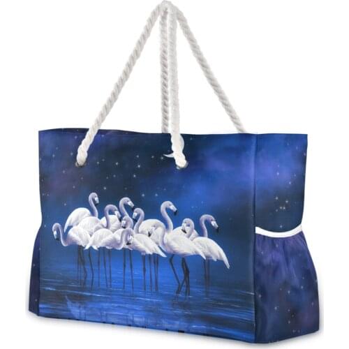 ALAZA 2021 New Flamingo Printed Women Shoulder Bag Female Tote Handbag Lady Shopping Bag Fashion Large Capacity Summer Beach Bag