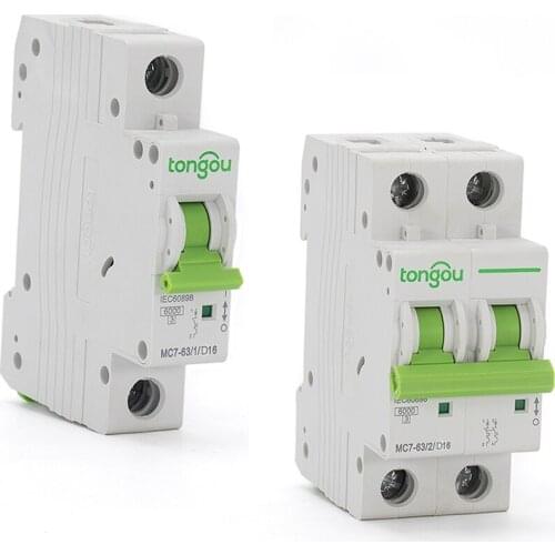 Type D 1P 2P Circuit Breaker 6KA 6A 10A 16A 20A 25A 32A 40A 50A 63A 110V/220V/400V 50/60HZ MCB Overcurrent Protection Switch