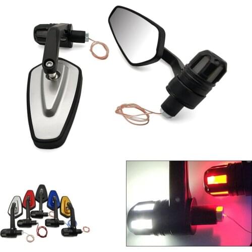 Motorcycle Side Mirror LED Handle Bar End Mirrors Turn Signal light For Suzuki TL1000S 600 750 KATANA GSXS1000 RM 85 125 250