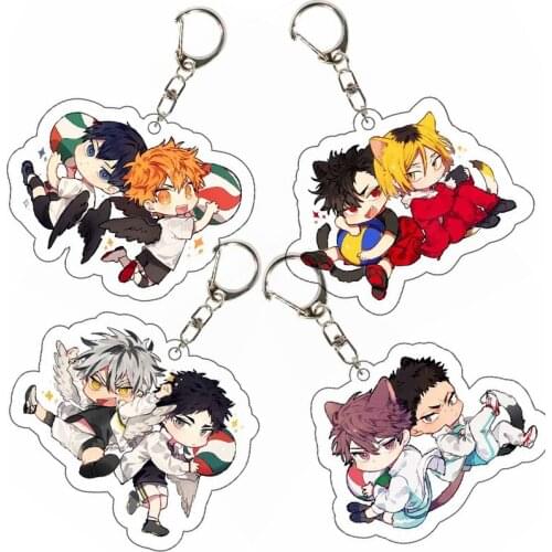 Anime Volleyball Two boy Key Chain Ring Anime Haikyuu!! Keyring Cute Cartoon Keychain sleutelhanger Accessories Keychain Keyring