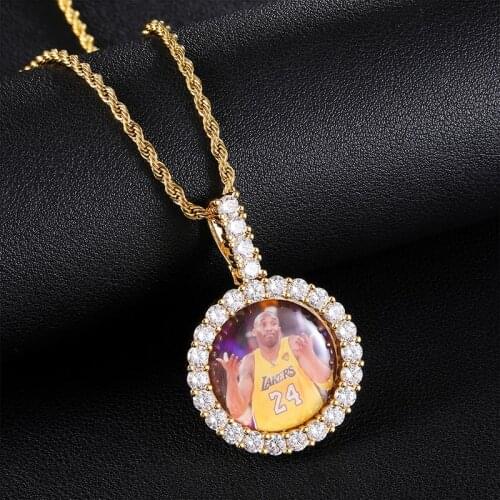 1 Hip Hop Round Custom Photo Medallions AAA+ Cubic Zirconia Personalized Necklace Pendant For Men Jewelry custom name chain