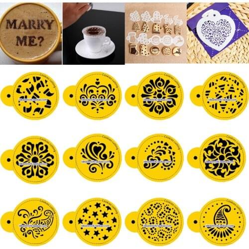 Flower Pattern Fondant Cake Stencils Biscuit Mold Coffee Barista Template Sandwich Cookie Cooking Tools reposteria patisserie